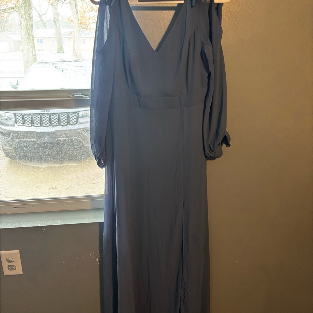 Ever Pretty Navy Long Sleeve V-Neck Maxi Dress